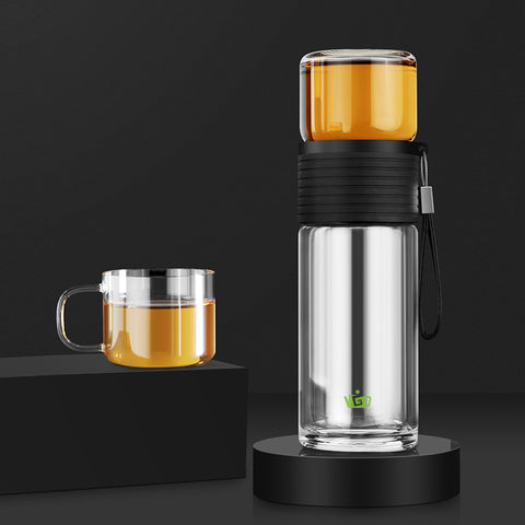 Botella de té de vidrio Moychay # 25658, metal/vidrio, 238 ml. # 25658