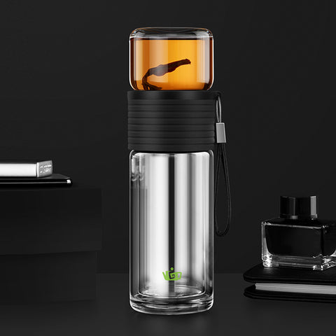 Botella de té de vidrio Moychay # 25658, metal/vidrio, 238 ml. # 25658