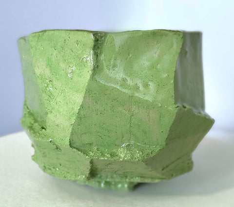 Chawan Dairiseki – Facetgeslepen Lichtgroene Matcha Kom # 94597