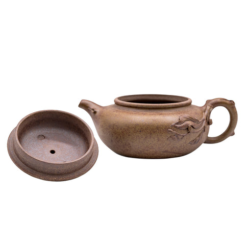 Immortal Peach Flat yixing clay woodfired teapot # 94852