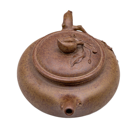 Immortal Peach Flat yixing clay woodfired teapot # 94852