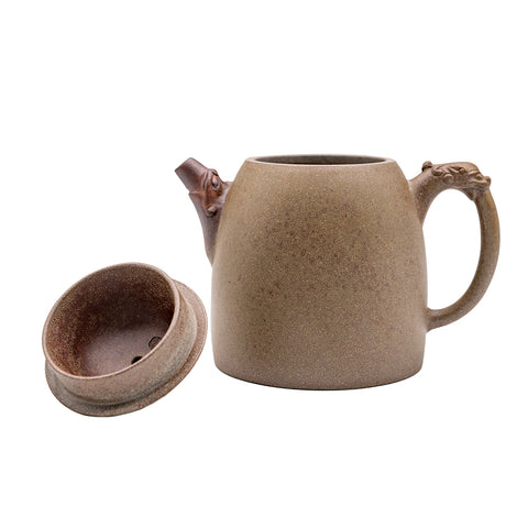 Teekanne aus Yixing-Ton mit Drachenmuster, Qin-Gewicht, holzgebrannt # 94890