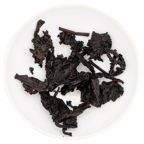 Half-gefermenteerde shu en sheng puer blend 90s, Menghai Regio