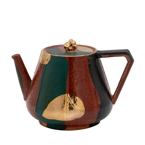 Geometric Ceramic Teapot with Daqi Lacquer and Gold Accents #94557, 125ml
