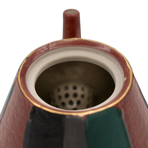 Teiera Geometrica in Ceramica con Lacca Daqi e Accenti Dorati #94557, 125ml