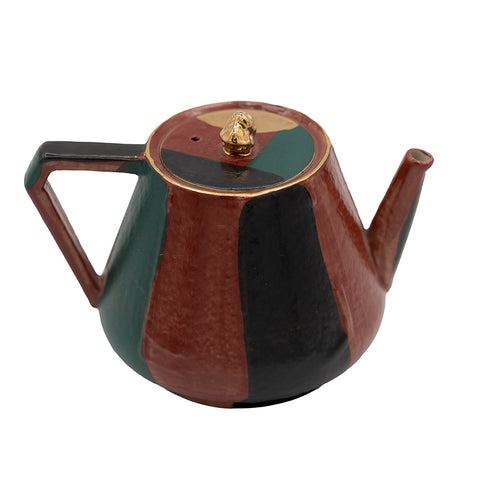 Teiera Geometrica in Ceramica con Lacca Daqi e Accenti Dorati #94557, 125ml