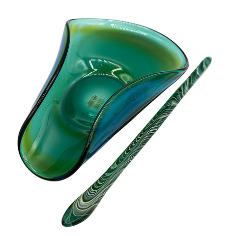 Green Willow Leaf Tea Scoop, cha he, tea presentation vessel # 94943