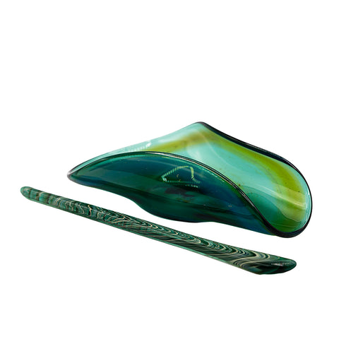 Green Willow Leaf Tea Scoop, cha he, tea presentation vessel # 94943