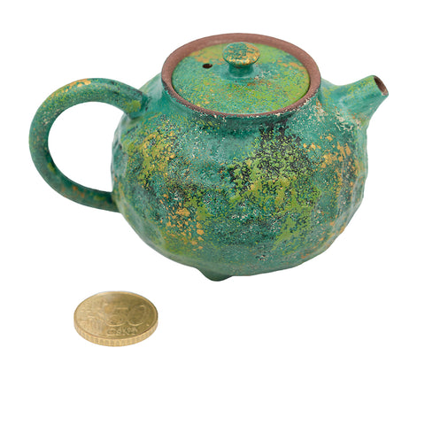 Textured Ceramic Teapot with Forest Green Daqi Lacquer #94562, -ml