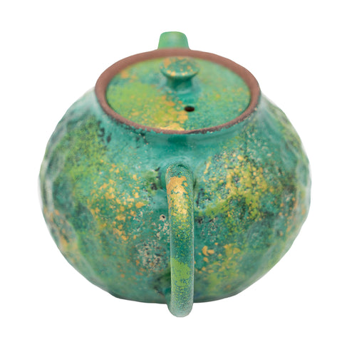 Textured Ceramic Teapot with Forest Green Daqi Lacquer #94562, -ml