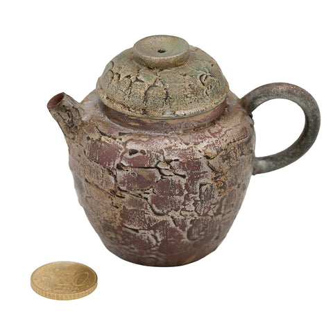 Textured Ceramic Teapot with Antiqued Silver Finish #94566, -ml