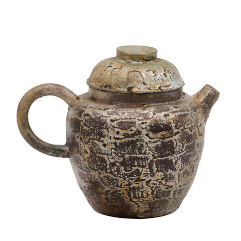 Textured Ceramic Teapot with Antiqued Silver Finish #94566, -ml