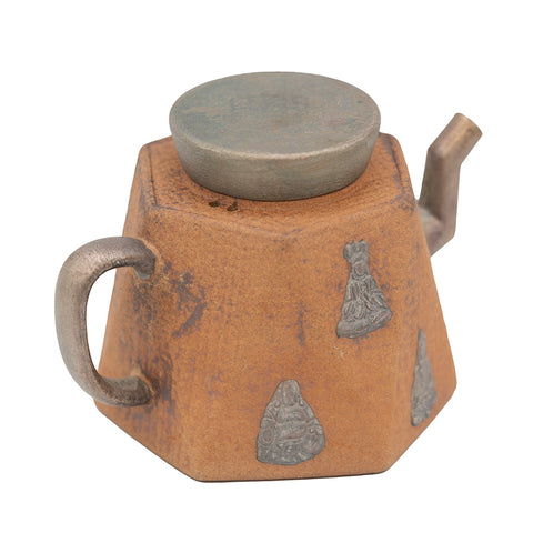 Zeshoekige keramische theepot met reliëf Boeddha-motief #94567, 160ml