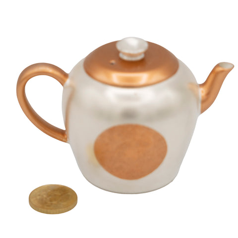 Keramische theepot met matte zilveren afwerking en koperen accenten #94568, 125ml