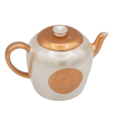 Keramische theepot met matte zilveren afwerking en koperen accenten #94568, 125ml
