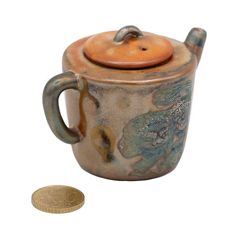 Glazed Ceramic Teapot with Qilin Relief #94573, 100ml