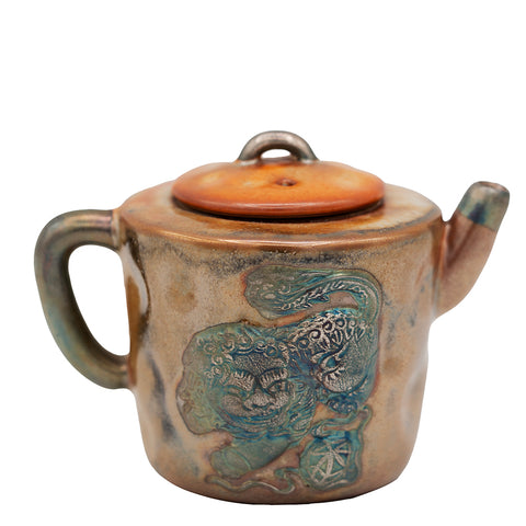 Glazed Ceramic Teapot with Qilin Relief #94573, 100ml