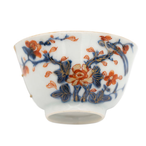 Vintage japanische Teetasse, handbemaltes Porzellan mit goldener Kintsugi-Reparatur, #95597, 80ml