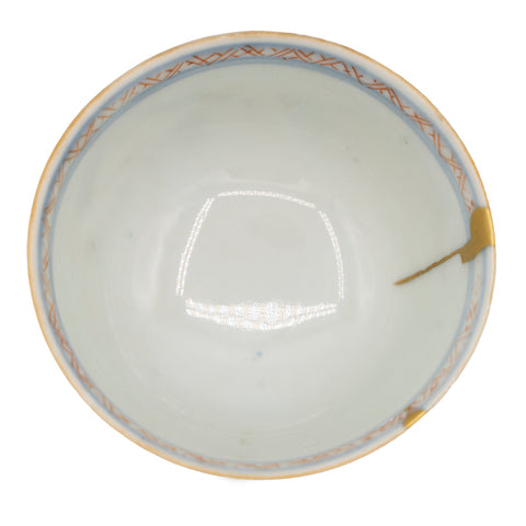 Vintage japanische Teetasse, handbemaltes Porzellan mit goldener Kintsugi-Reparatur, #95597, 80ml