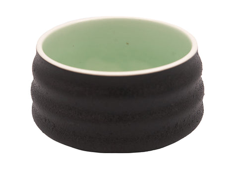 Bol à matcha texturé noir et vert – Bol à thé en céramique bicolore moderne pour les amateurs de matcha # 93981