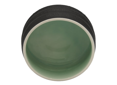 Strukturierte Matcha-Schale in Schwarz und Grün – Moderne zweifarbige Keramik-Teeschale für Matcha-Liebhaber # 93981