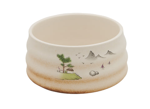 Ceramic  Matcha Bowl with Nature-Inspired Design # 93980