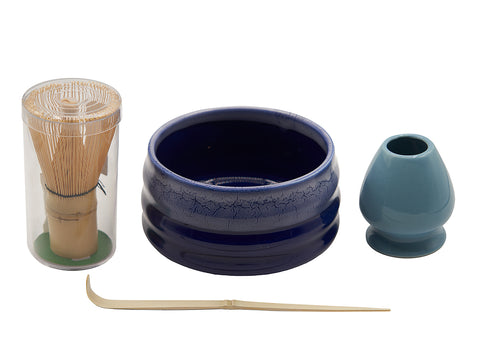 Ensemble de cérémonie de thé Matcha Indigo, 4 pièces/ensemble # 93987