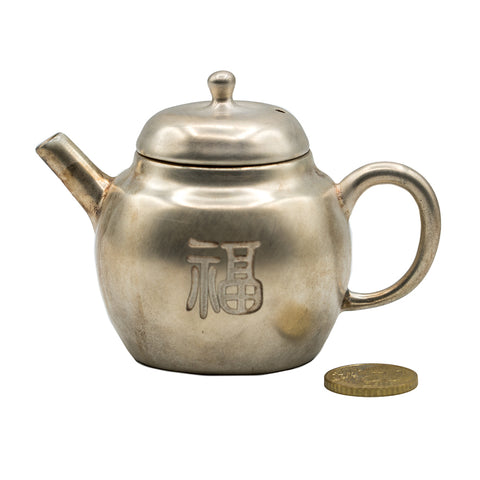 Théière en porcelaine recouverte d'argent avec le caractère « Fu » # 94325