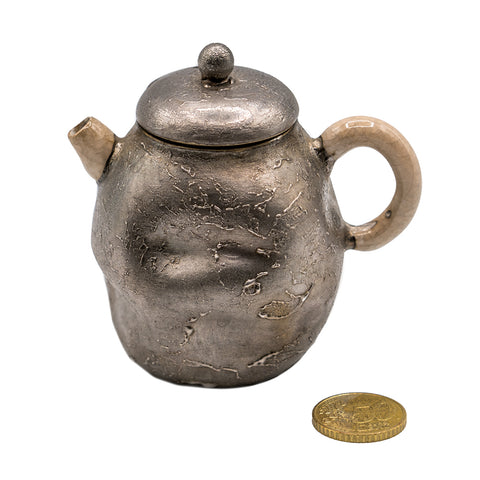 Silver-Covered Porcelain Teapot, Dehua # 94326