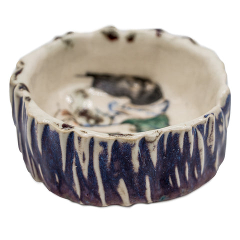 Met de hand beschilderde keramische kom met vrouw- en kattenmotief # 94349