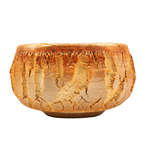 Holzgefeuerter Dehua-Teeschale mit bernsteinfarbener Tropfglasur # 95738, 120 ml