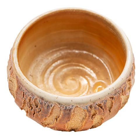 Holzgefeuerter Dehua-Teeschale mit bernsteinfarbener Tropfglasur # 95738, 120 ml