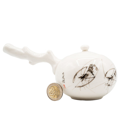 Woodfired Dehua Side-Handle Teapot with Branch Handle # 95839, 230 ml
