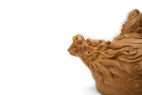 Yellow Clay Half Moon Teapot - Dragon # 96169