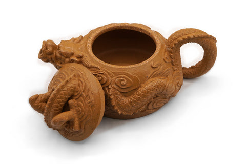 Yellow Clay Half Moon Teapot - Dragon # 96169