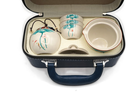 Leather Case Travel Set - Lotus, with a Tea Caddy # 95935