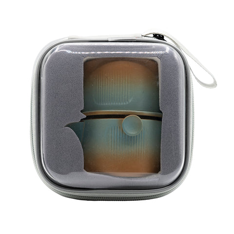 Juego de Té de Viaje Gong Fu Cerámica Degradado Azul/Marrón (3 piezas) # 93453