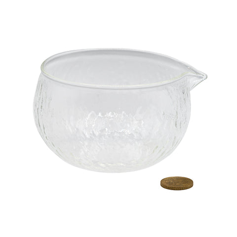 Bol à matcha en verre texturé avec bec verseur # 94714