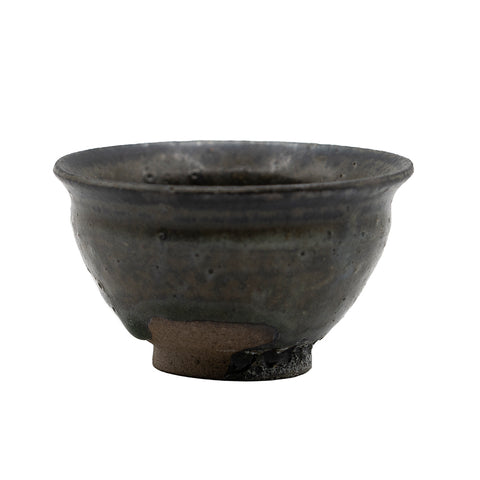Taza de cerámica estilo Tenmoku, esmalte negro, cocida en horno de leña # 94724