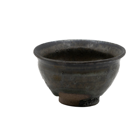 Tenmoku-Style Ceramic Teacup, Black Glaze, Wood-Fired # 94724