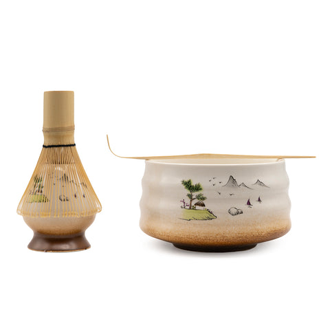 Matcha theeset – Matcha kom, bamboe garde, schepje en houder, 4 stuks/set # 93992