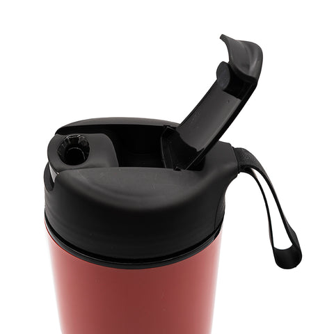 Deep Red Travel Thermos with Strap # 94536