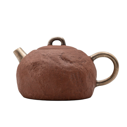 Red Clay Teapot with Silver Accents # 94438
