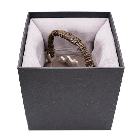 Black Glazed Teapot with hand-woven handle # 94430