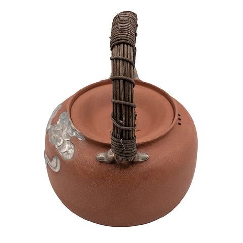 Théière émaillée rouge avec nuages auspicious # 94432