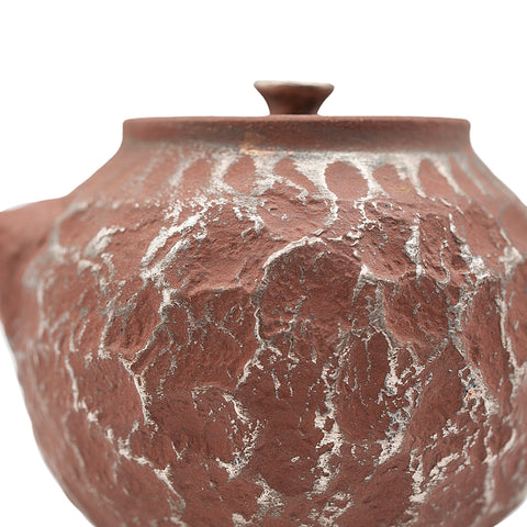 Théière en argile rouge à anse latérale avec motif météore argenté # 94421