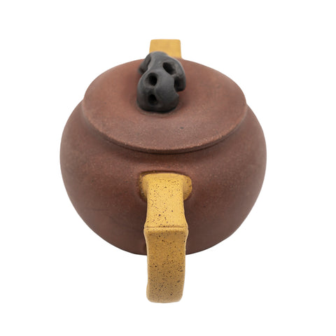 Théière en argile rouge avec poignée en bambou et couvercle en pierre Taihu # 94423