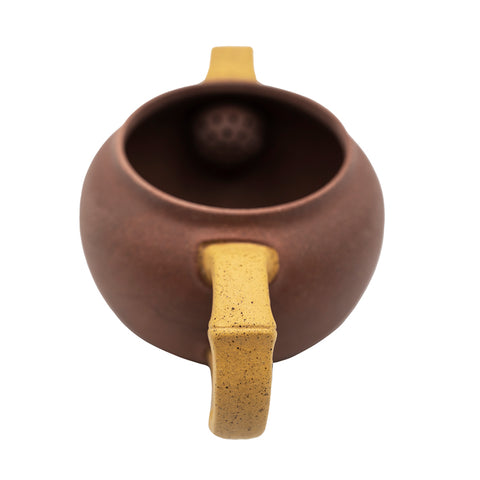 Théière en argile rouge avec poignée en bambou et couvercle en pierre Taihu # 94423