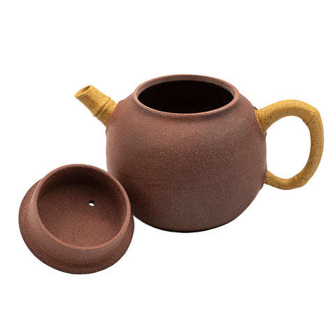 Petite théière en argile rouge avec motif bambou # 94424