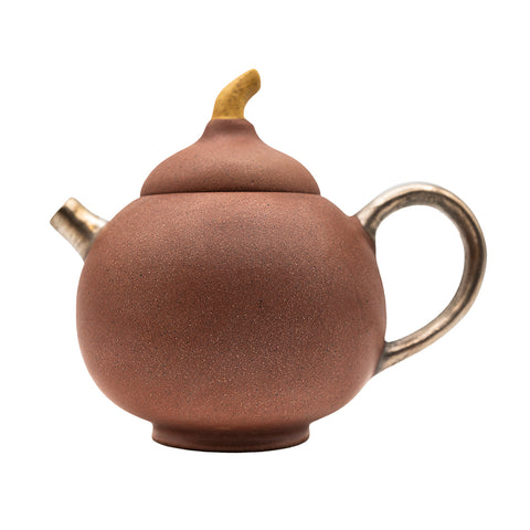 Red ClayTeapot with Silver Gourd Motif # 94425